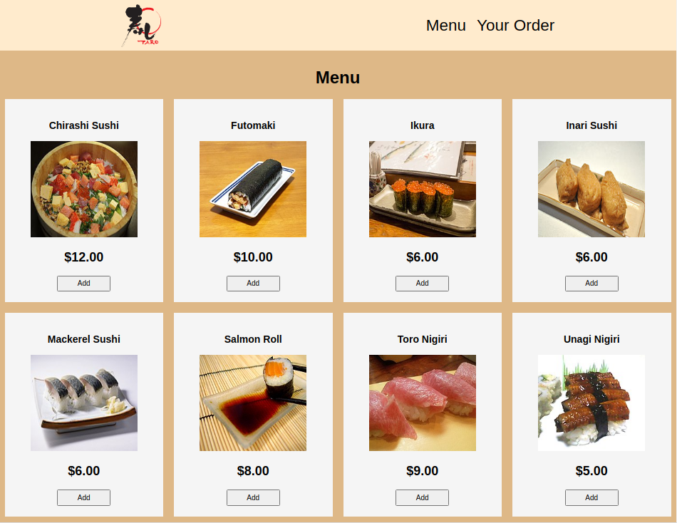 sushi menu